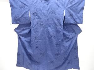 草花模様織り出し手織り紬着物(内袖付き)